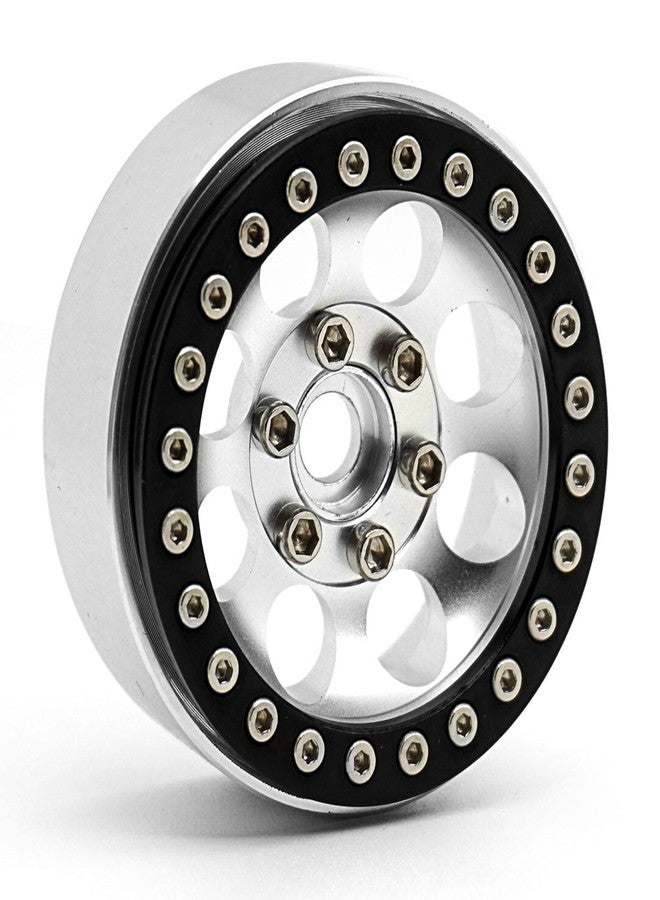 WEFEINO 1.9" Beadlock Wheels Rims for 1/10 Axial Wraith SCX10 CC01 F350 D90 90034 RC Crawler Car (Silver+Black) - Image 4